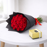 Red Roses Bouquet with Chocolate