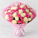 Pink and white roses bouquet