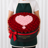 100 Red and Pink Roses - Large Round Box