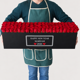 100 Red Roses in A long black box - New Year flowers