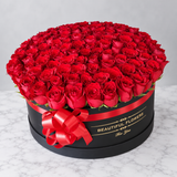 100 Red Roses - Large Round Box