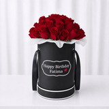 Birthday Red Roses in Black Round Box