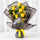 12 Yellow Roses Bouquet