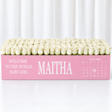 100 white Roses in A long box - Pink Box - Calendar