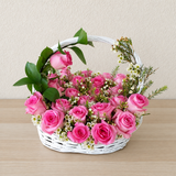 Pink roses in a Basket