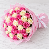 Pink and white roses bouquet