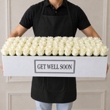100 white Roses in A long box - white box