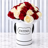 Deluxe Round Box with Red and White Roses