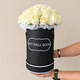 Black Round Box & White Roses