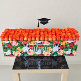 100 orange Roses in A long Colorful box