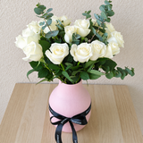 White roses in a vase