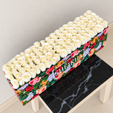 100 white Roses in A long Colorful box