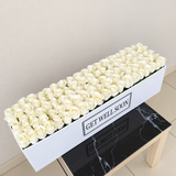 100 white Roses in A long box - white box