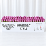 100 purple Roses in A long box - white box