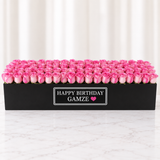 100 pink Roses in A long box - black