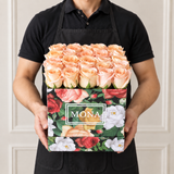 Peach Roses in a Colorful Box
