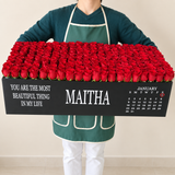 200 Red Roses in A Big long black box- Calendar
