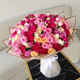 100 Stems of roses and baby roses bouquet