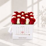 Red & White Roses in a White Box - Personalized Calendar