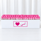 100 pink roses in a long box