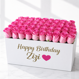 50 Pink Roses in a Personalized White Box - Super Deluxe