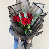 Red Roses Bouquet with eucalyptus
