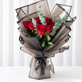 Red Roses Bouquet with eucalyptus