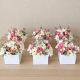 Mini flowers box - white and pink