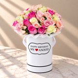 Assorted Color flowers in a round box