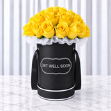 Black Round Box & Yellow Roses
