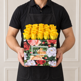 Yellow Roses in a Colorful Box