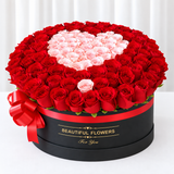 100 Red and Pink Roses - Large Round Box