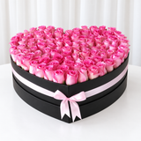100 Pink Roses Heart Box