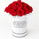 White Round Box & Red Roses