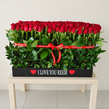200 Red Roses in A Big long black box