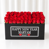 Red roses in black super deluxe box - Happy New Year
