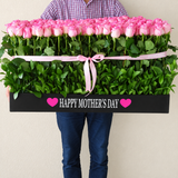 200 Pink Roses in A Big long black box