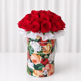 Colorful Box & Red Roses - Round