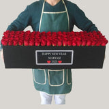 100 Red Roses in A long black box - New Year flowers