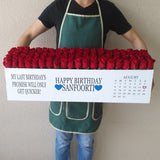 100 Red Roses in A long box