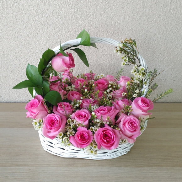 Pink roses in a Basket
