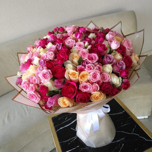 100 Stems of roses and baby roses bouquet