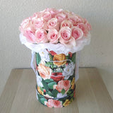 Colorful Box & Pink Roses - Round