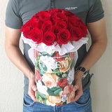 Colorful Box & Red Roses - Round