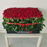 200 Red Roses in A Big long black box