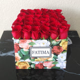 Red Color Roses in A colorful Box - Deluxe