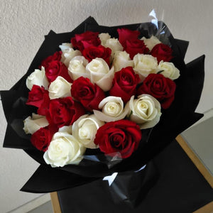 30 Red & White Roses bouquet