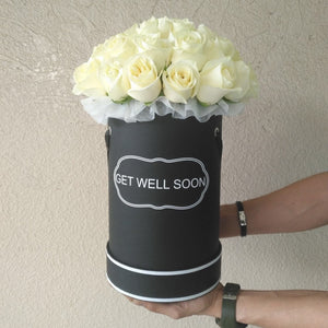 Black Round Box & White Roses