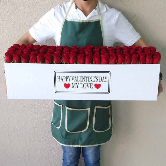 100 Red Roses in A long box - Valentines Day
