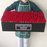 200 Red Roses in A long box - New Year flowers